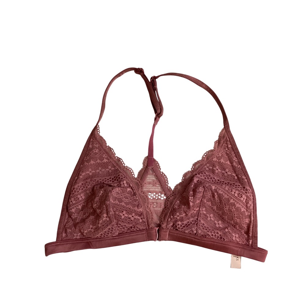 Victoria's Secret‎ Lace Front Close Bralette T-Back Racerback Mauve Pink Small